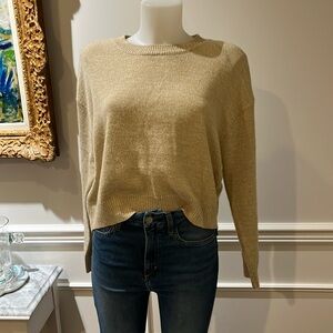 Divided H&M tan & cream speckled cropped oversized sweater